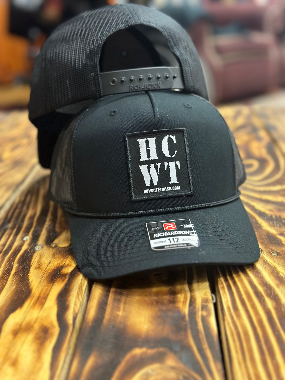 HCWT Square Patched Five Panel Rope Snapback Trucker Cap - Black/Grey